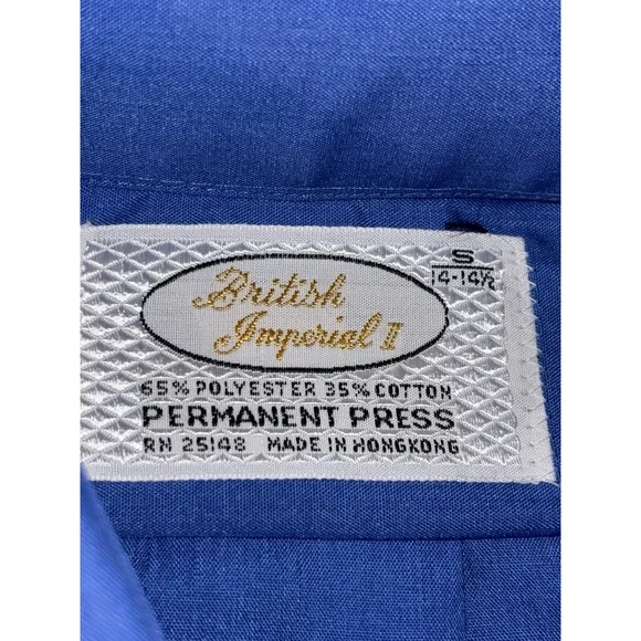 Vintage British Imperial Mens Dress Shirt Permanent Press Small 14-14 1/2 - Picture 3 of 10